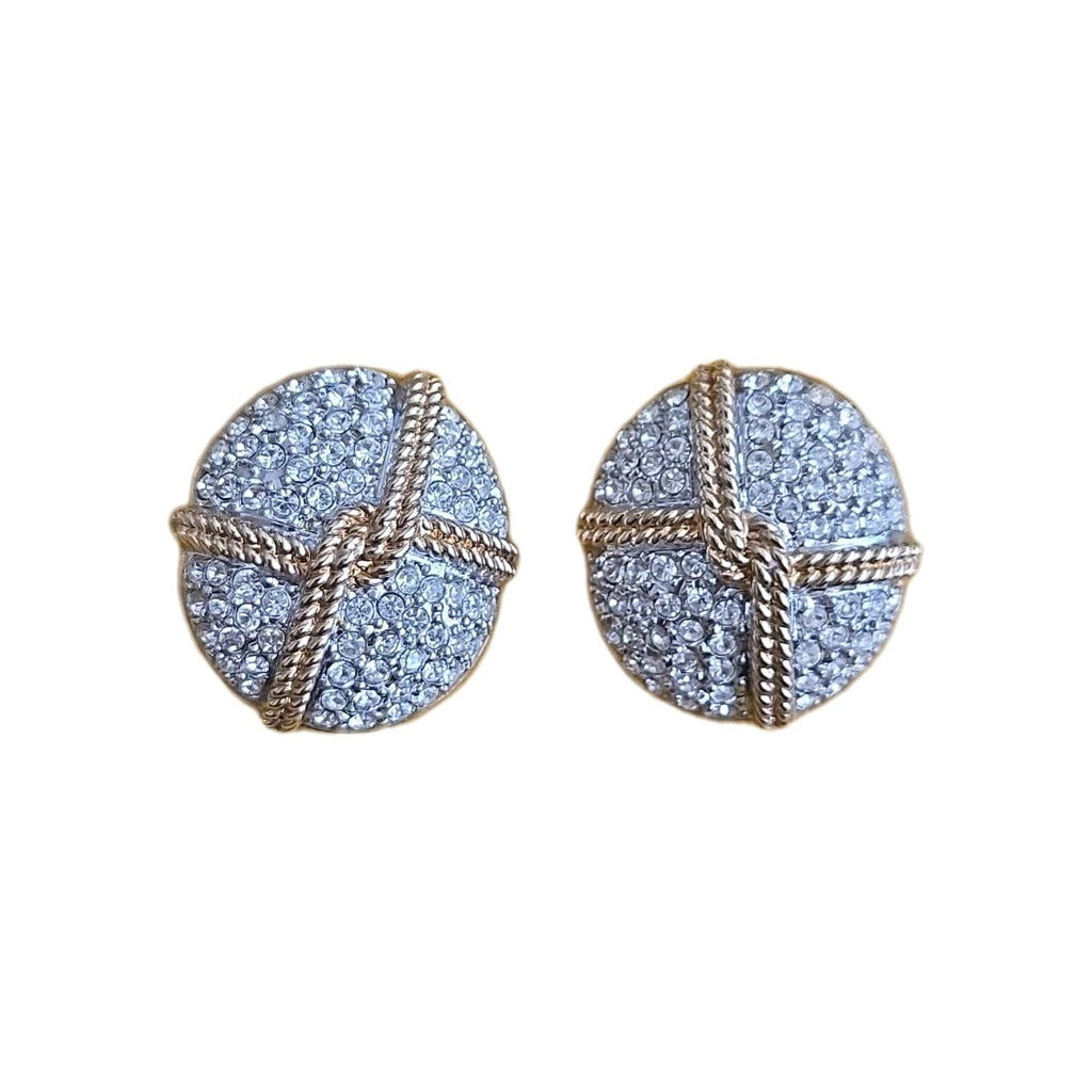 Swarovski  Gold Tone Studded Crystal Clip On Earrings