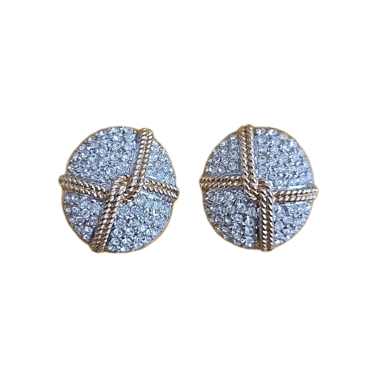 Swarovski  Gold Tone Studded Crystal Clip On Earrings