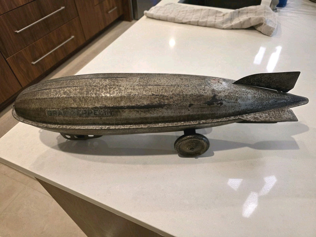 RARE 1930 Steelcraft  Graf Zeppelin Blimp Airship Pressed Steel Pull Toy