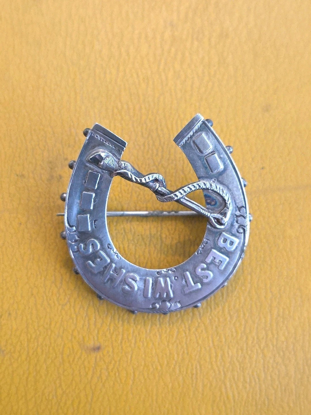 Antique Victorian Sterling Silver English Horseshoe Brooch w/Crop