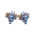 Vintage Taxco Signed Sterling Silver Mexico Clip On Grapes Earrings 1.5"