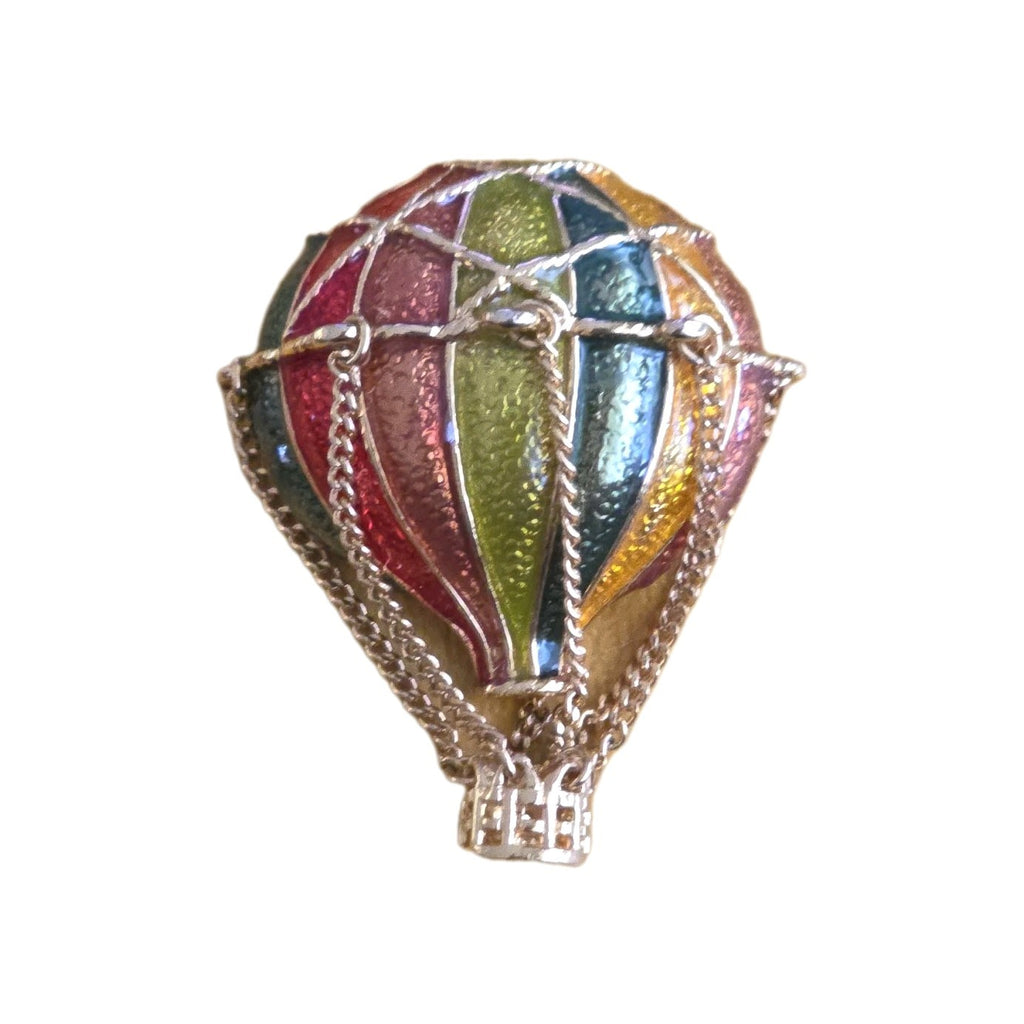 Vintage MFA Museum of Fine Arts Enamel Hot Air Balloon Dangle Basket Brooch/Pin