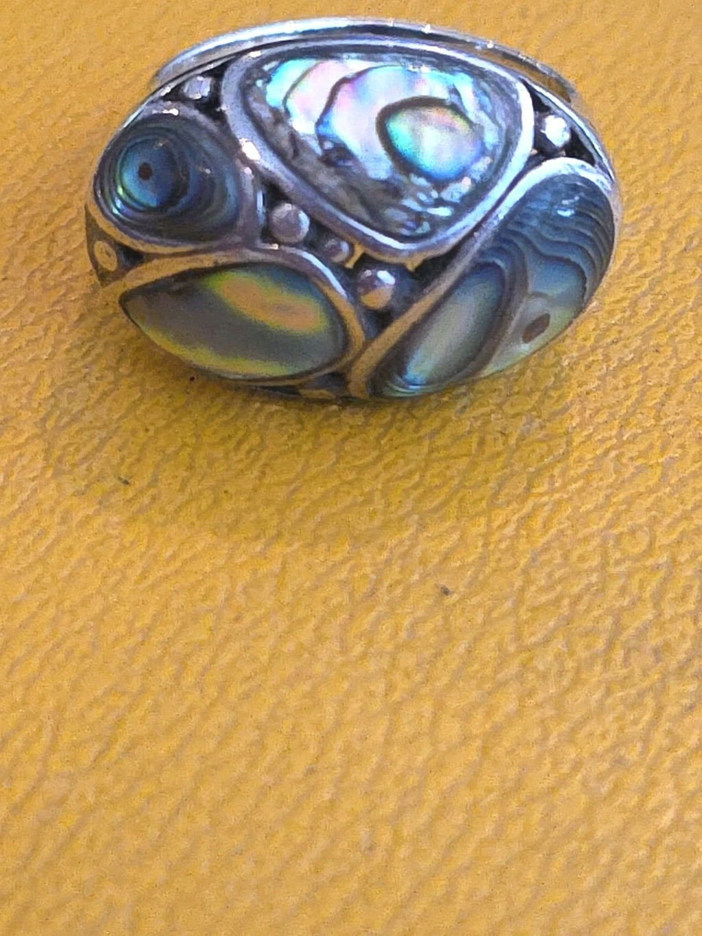 Beautiful Sterling Silver Abalone Oval Ring Size 8