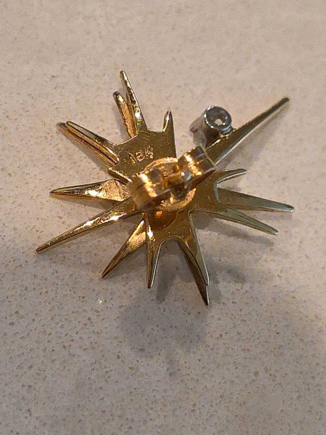 Midcentury 18k Yellow Gold Diamond Supernova Starburst Diamond Earrings