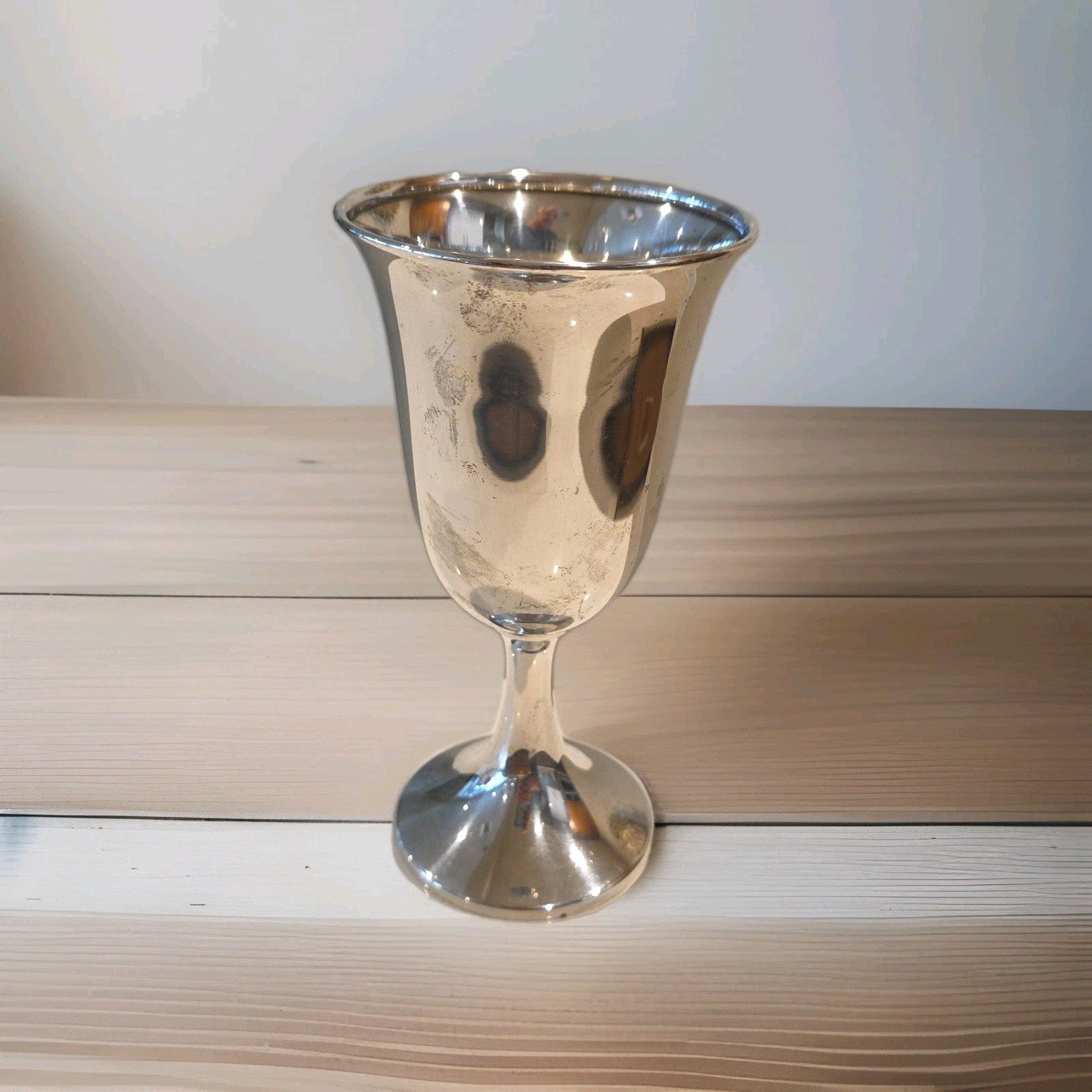 112g National Silver Co. Sterling Water Goblet 6 3/4" Stamped "N.S. Co"