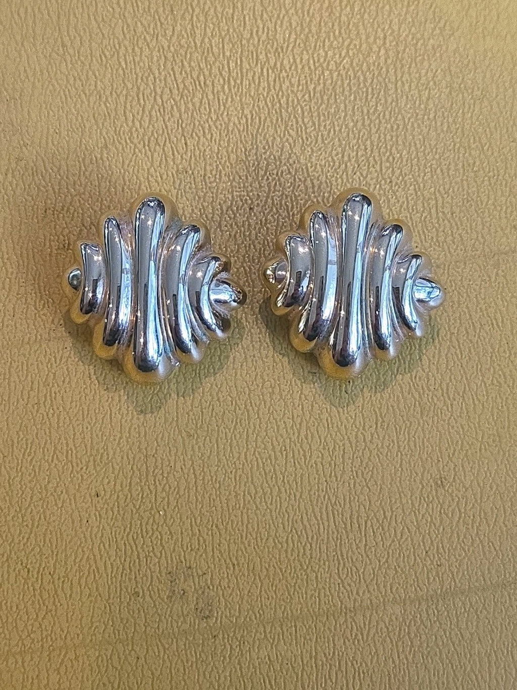 Vintage Large Gold-Plated Clipon Earrings