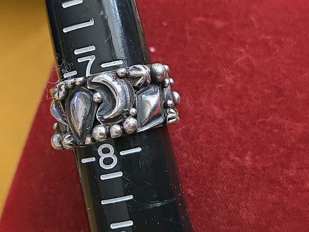 BRUTALIST Sterling Silver Ring Signed BB KAI  Size 7.5