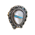 Vintage Zuni  Stone Inlay Sterling Ring Size 8 1/2