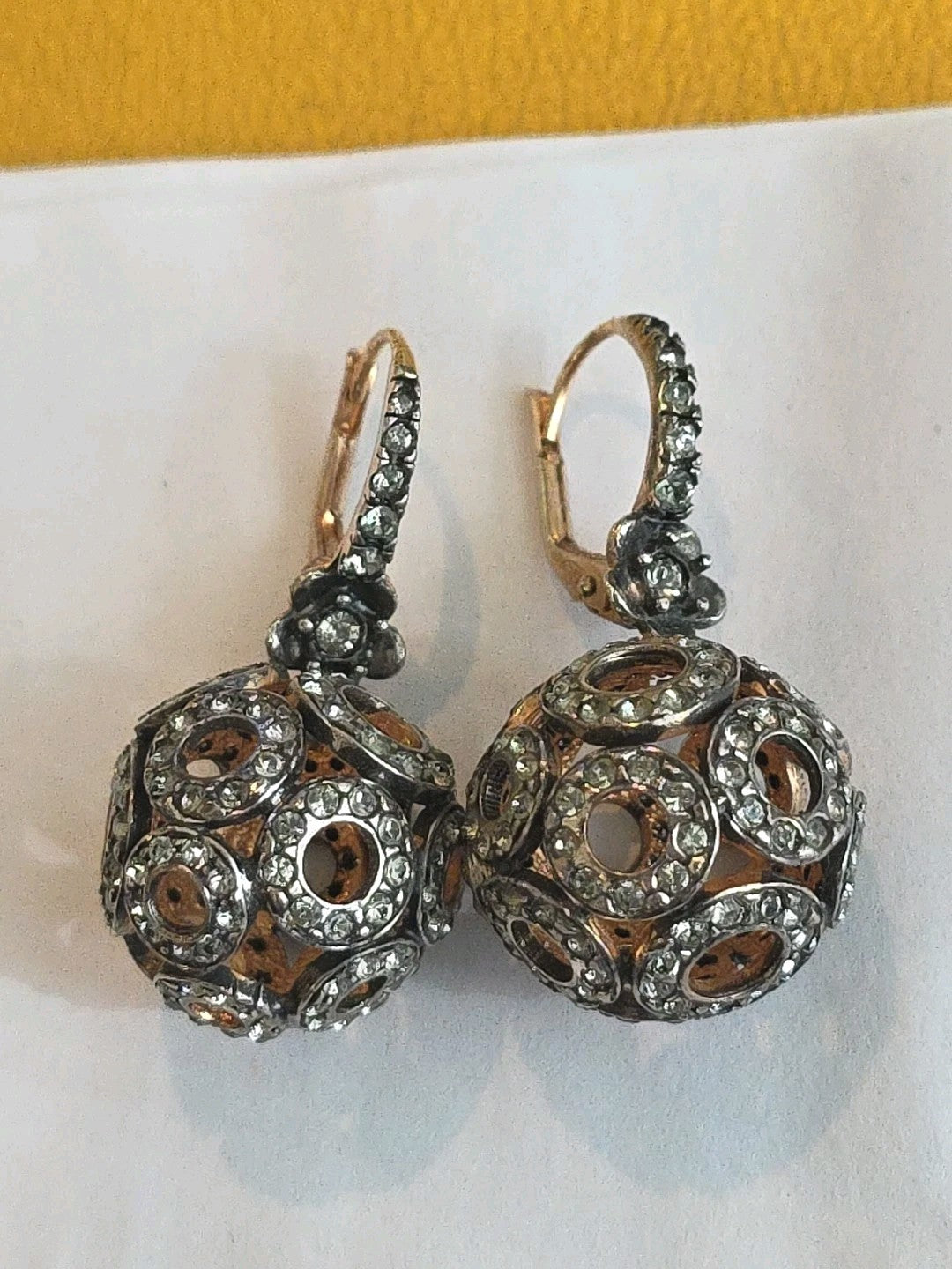 Vintage Crystal Earrings Sphere Ball Sterling Earrings
