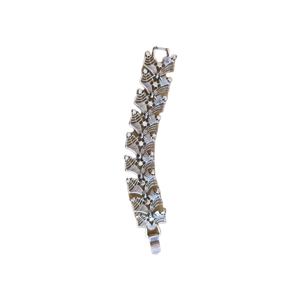 Coro VTG Pegasus Bracelet Silver Tone AB Rhinestone Art Deco Glam Signed Costume