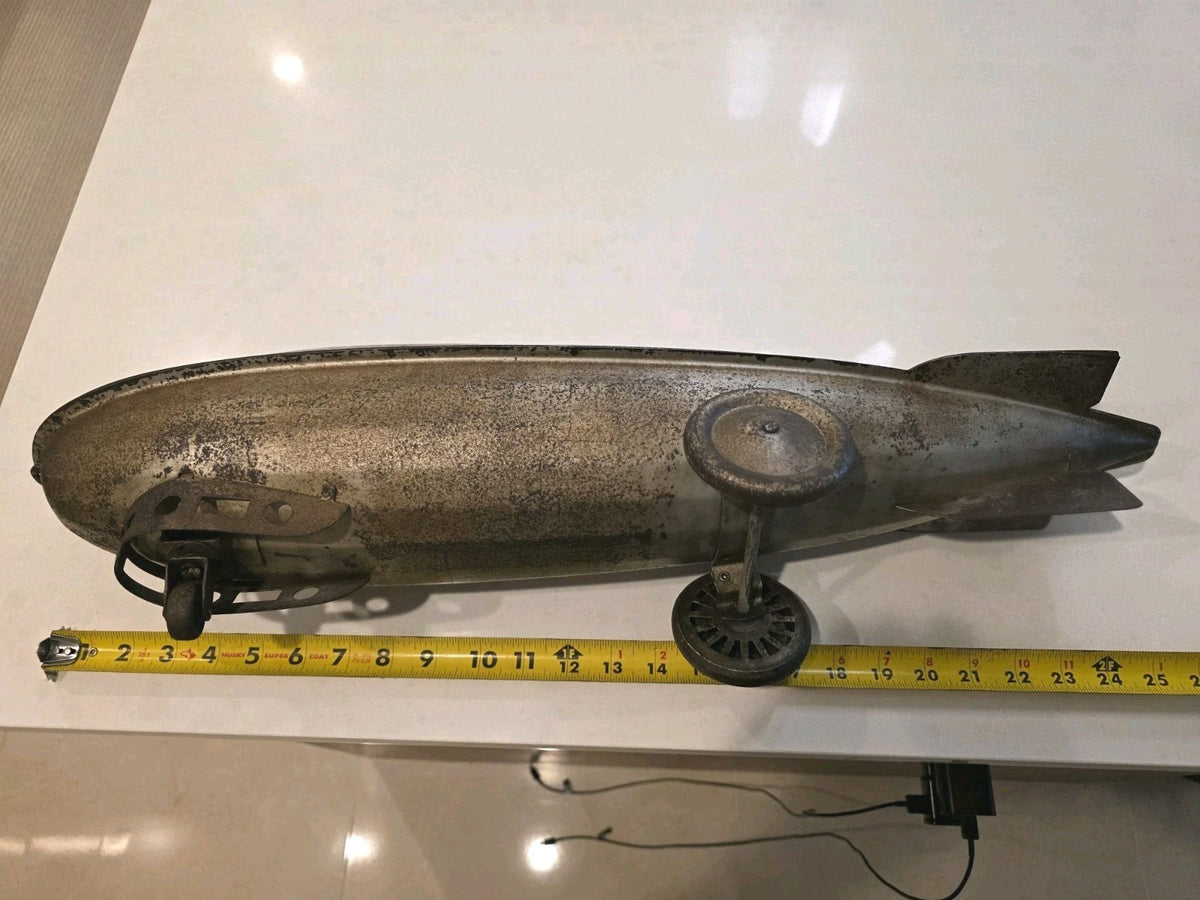RARE 1930 Steelcraft  Graf Zeppelin Blimp Airship Pressed Steel Pull Toy