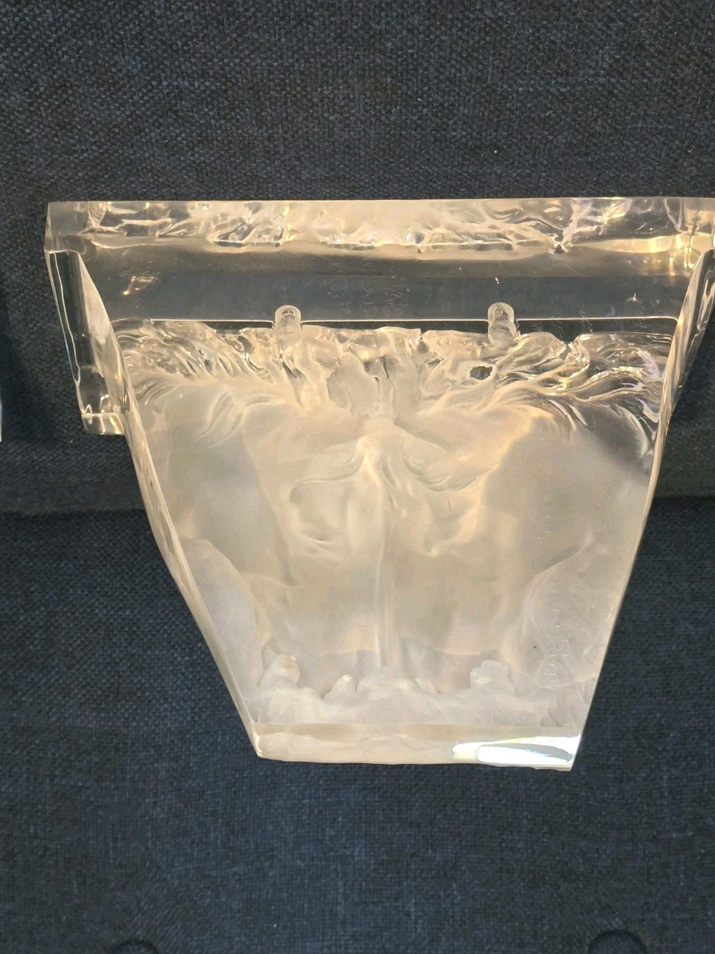 Gorgeous Vintage Lucite Wall Sculpture Bracket, Sconce, Pair of Horses Heads