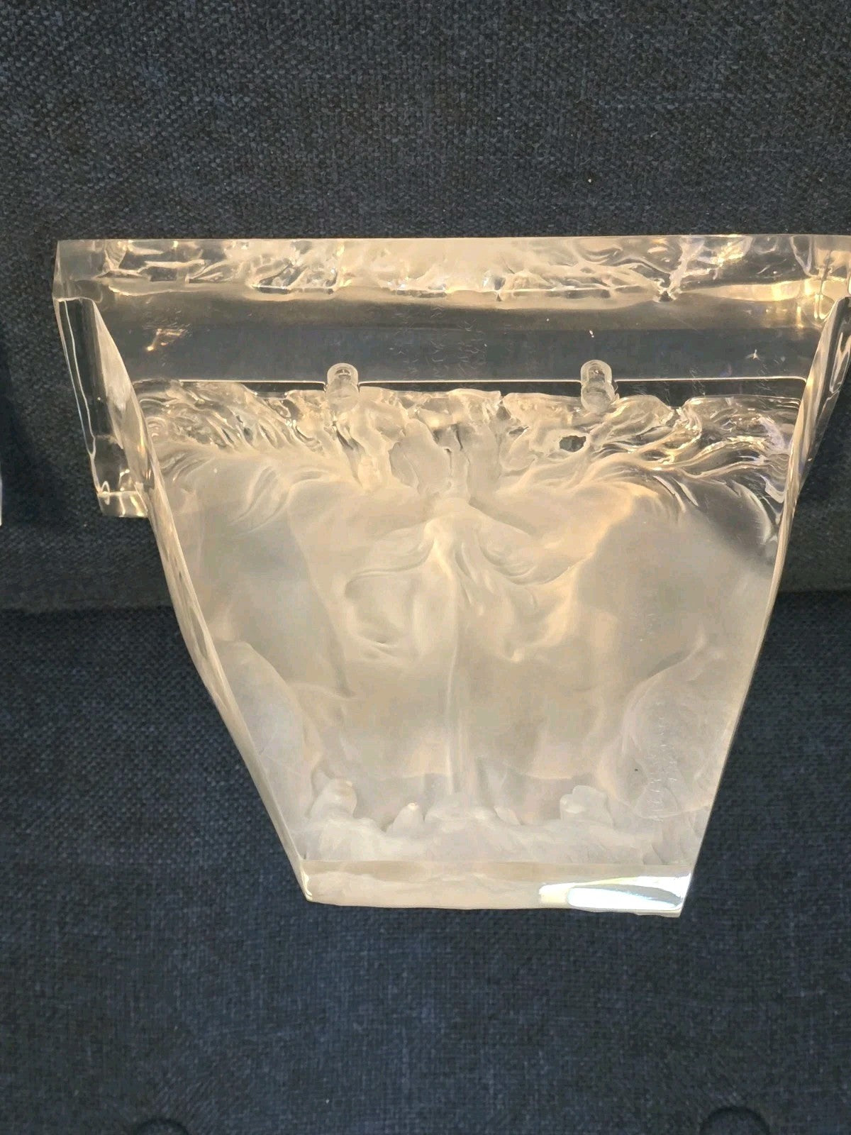 Gorgeous Vintage Lucite Wall Sculpture Bracket, Sconce, Pair of Horses Heads