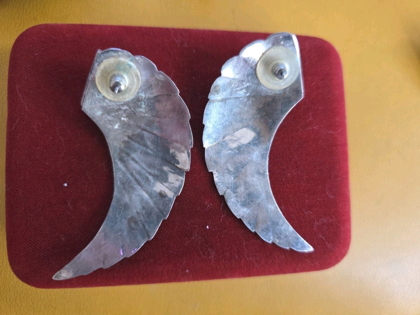 Vintage Art Deco Modernist Large Sterling Silver  Earrings