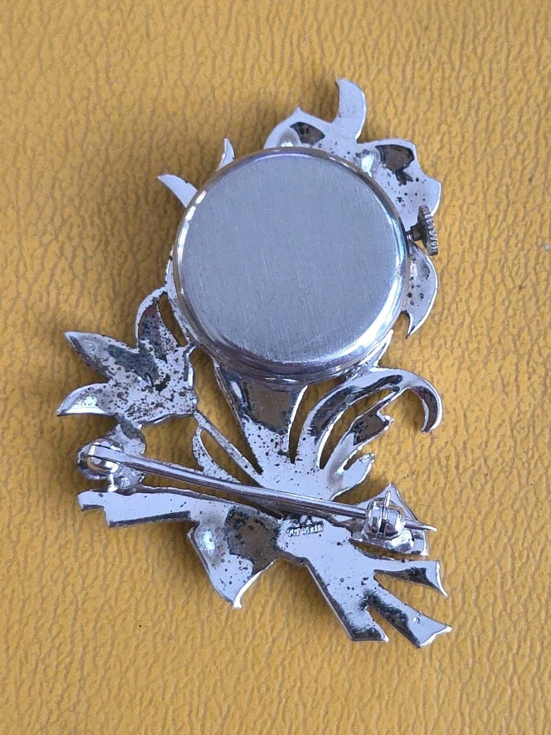VINTAGE H. BERZ JEWELED FLOWERS WATCH PIN WATCH PENDANT