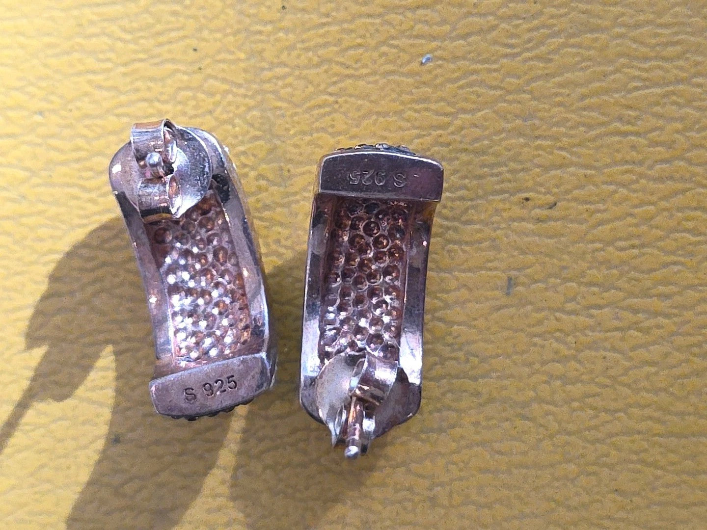 EARRINGS SILVER S925 Gold Wash with Pave  Brown & Clear Stones