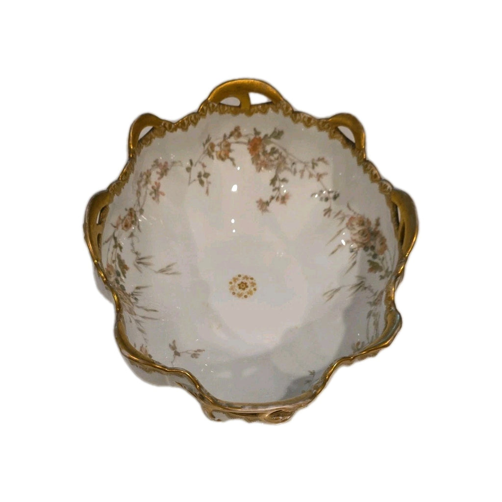 Haviland Limoges Artistic Motif Gold Decorated Mum Floral Oval Serving Bowl  453