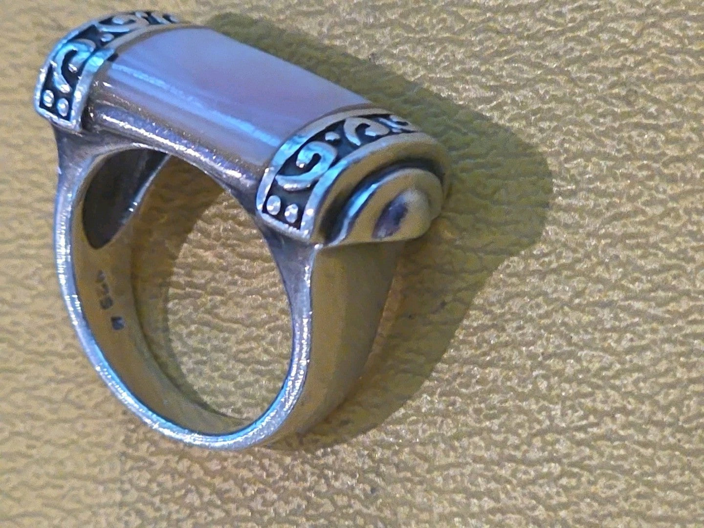 Rectangular Mother Of Pearl MOP Sterling 925 Ring Sz 9
