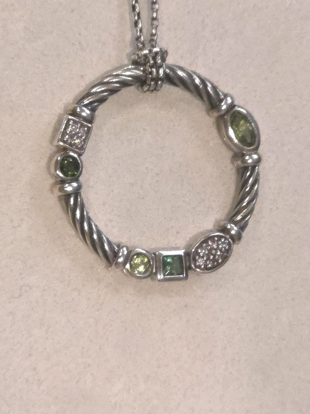 David Yurman Sterling Silver Diamond, Blue Topaz, Peridot Confetti Necklace 20"