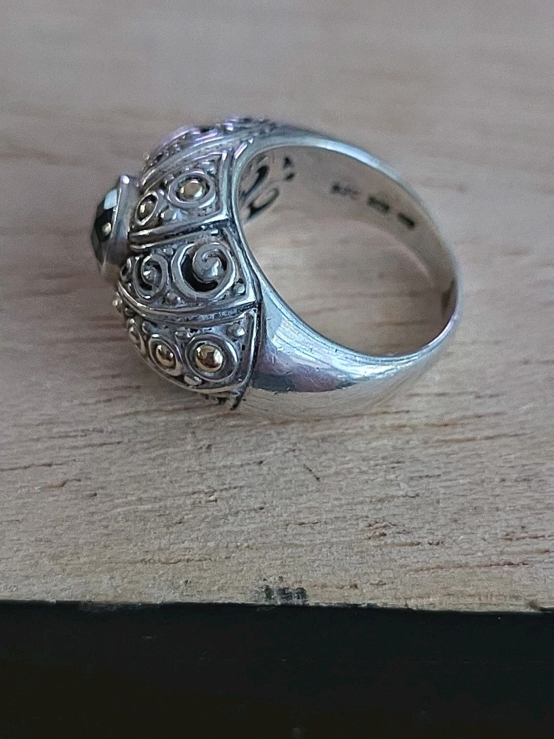 *Samuel B Behnam BJC Sterling 925 Silver 18k GOLD Blue Stone Ring Size 7