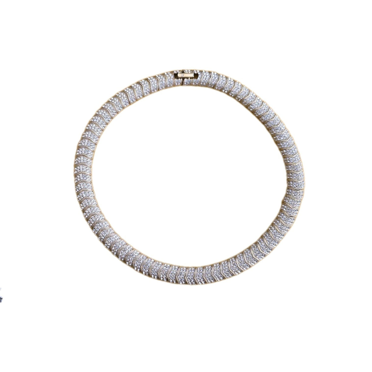 Vintage Clear Crystal Rhinestone 7 Row Tennis Choker Necklace