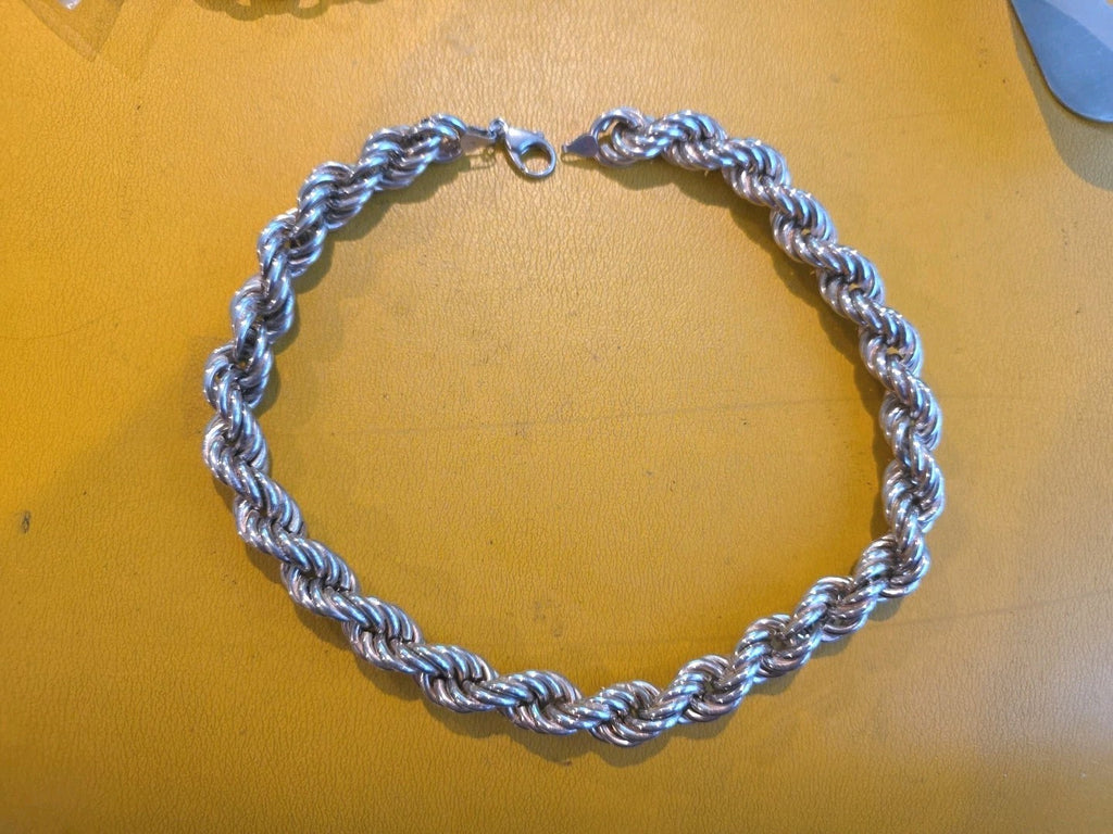 925 Italy Sterling Silver Vintage  Double Twisted Rope Chain Necklace 16 1/2"