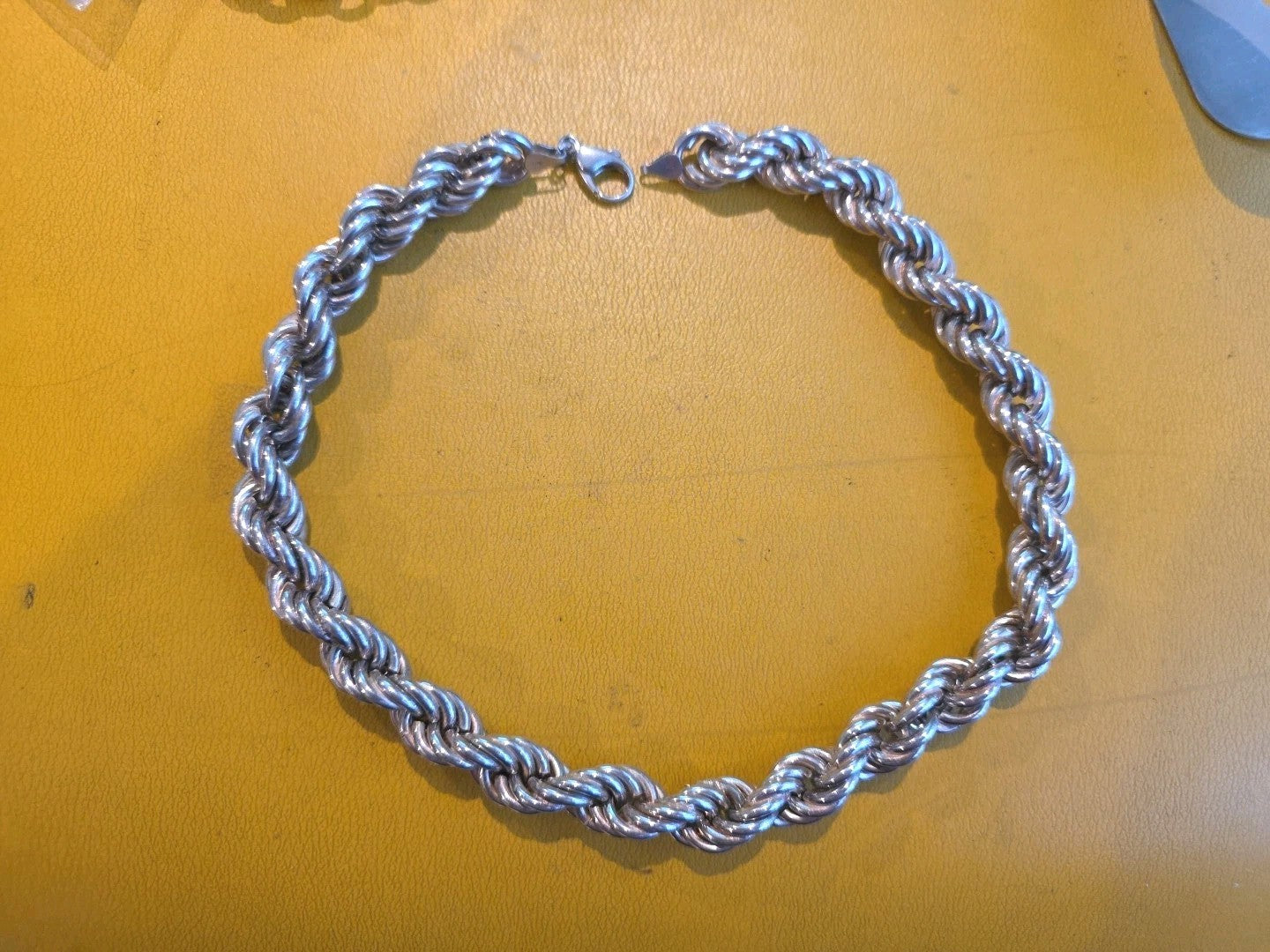 925 Italy Sterling Silver Vintage  Double Twisted Rope Chain Necklace 16 1/2"