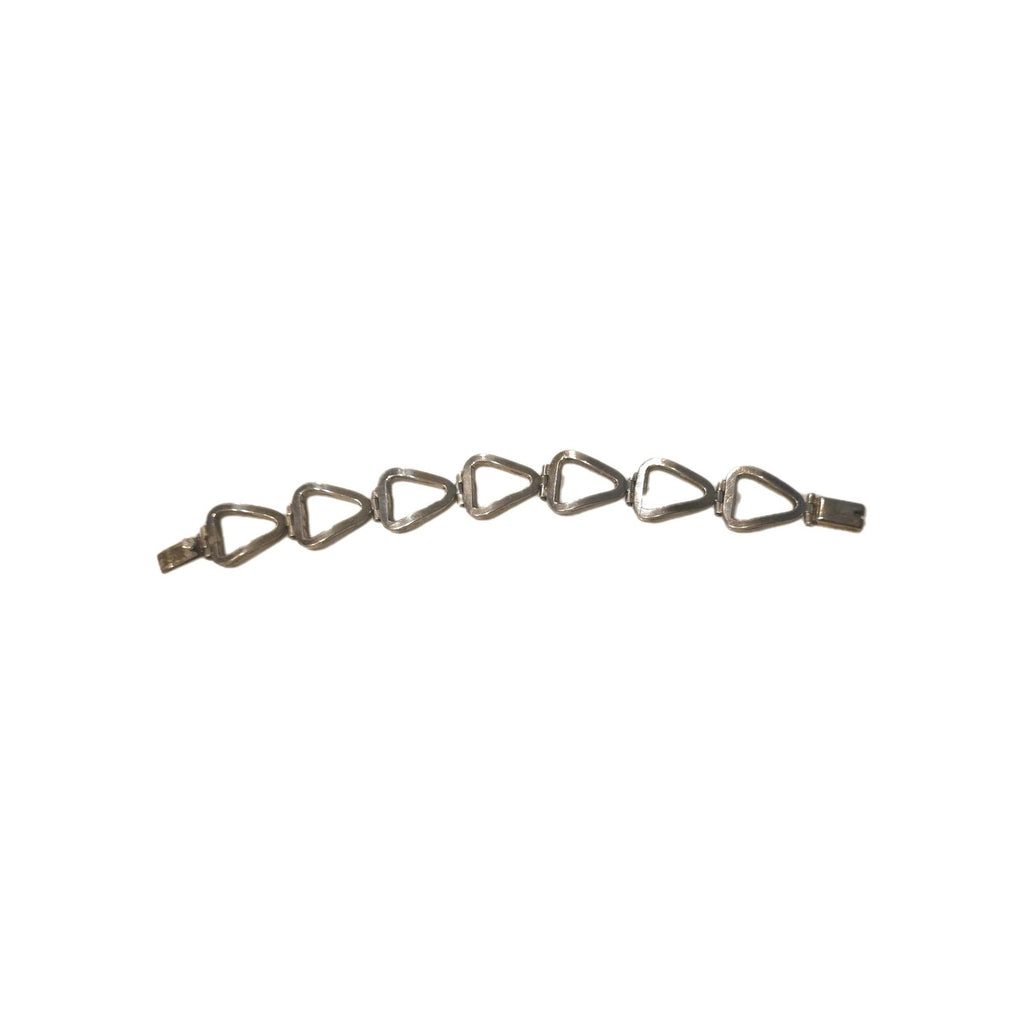 STRIKING TAXCO ESTATE STERLING SILVER OPEN TRIANGLE BRACELET, 7.5" long
