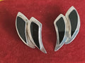 Vintage MEXICO TC-90  925 Sterling SIlver & Black Onyx   Clip-on  Earrings