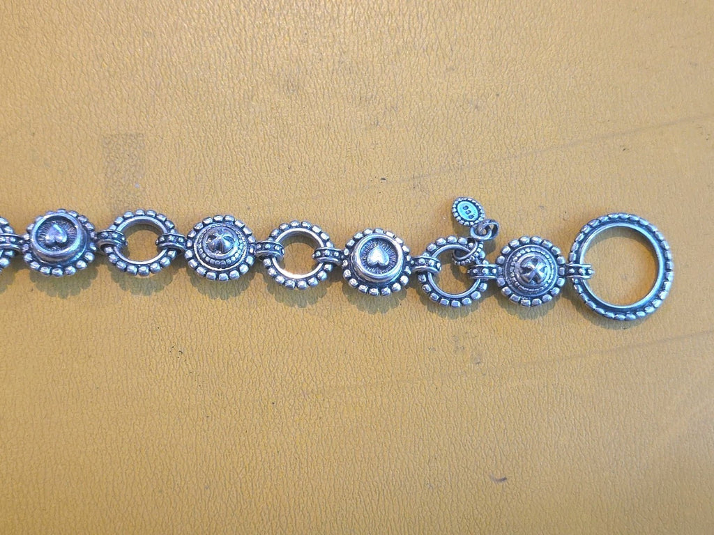Handmade B C Bowen OriginalHeart & Nail Head Toggle Bracelet | Sterling Silver