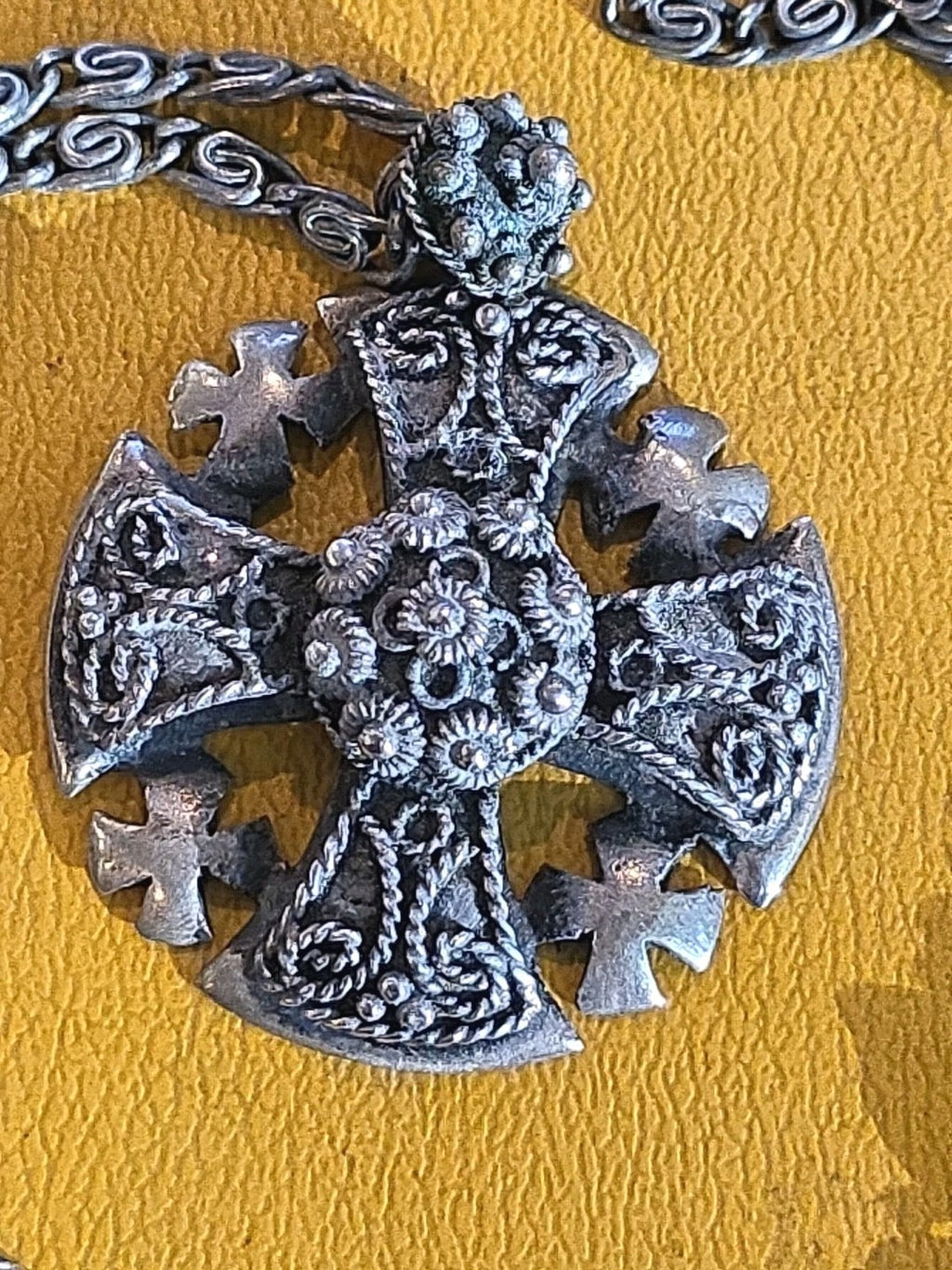 Bethlehem Jordan Jerusalem Cross Sterling Silver Pendant