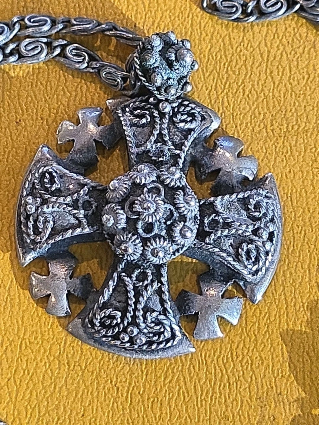 Bethlehem Jordan Jerusalem Cross Sterling Silver Pendant