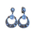 RARE DESIGNER JOSE & MARIA BARRERA JEWELED TEARDROP DANGLING CHANDELIER EARRINGS