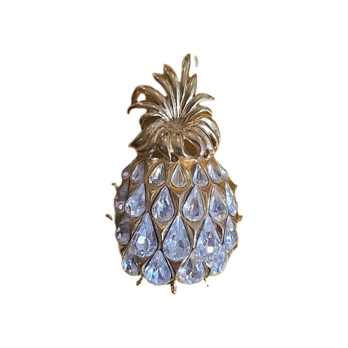Sensational Sparkling Crystal Rhinestone & Gold Tone Tropical Pineapple Pin