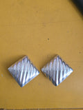 Vintage Taxco Square Sterling Silver Clip On Earrings