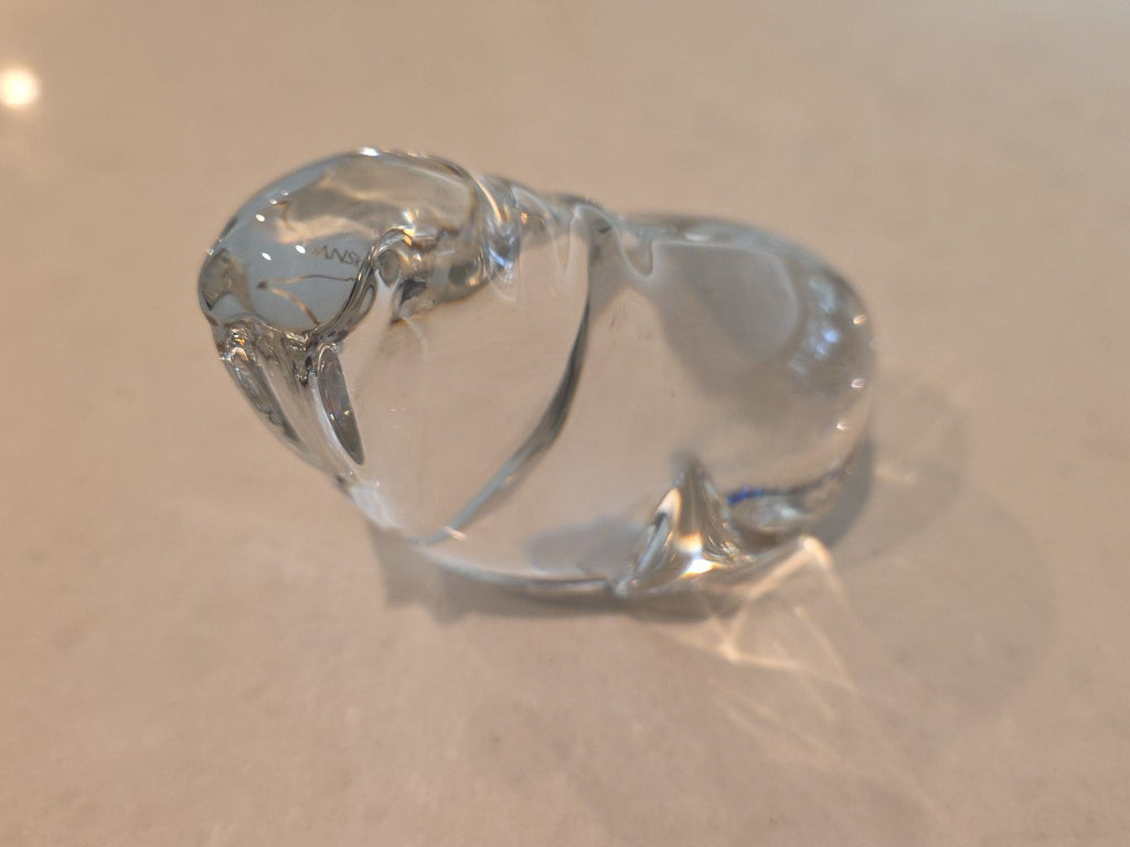 Vintage Signed Dansk Full Lead Crystal Walrus Paperweight Sculpture