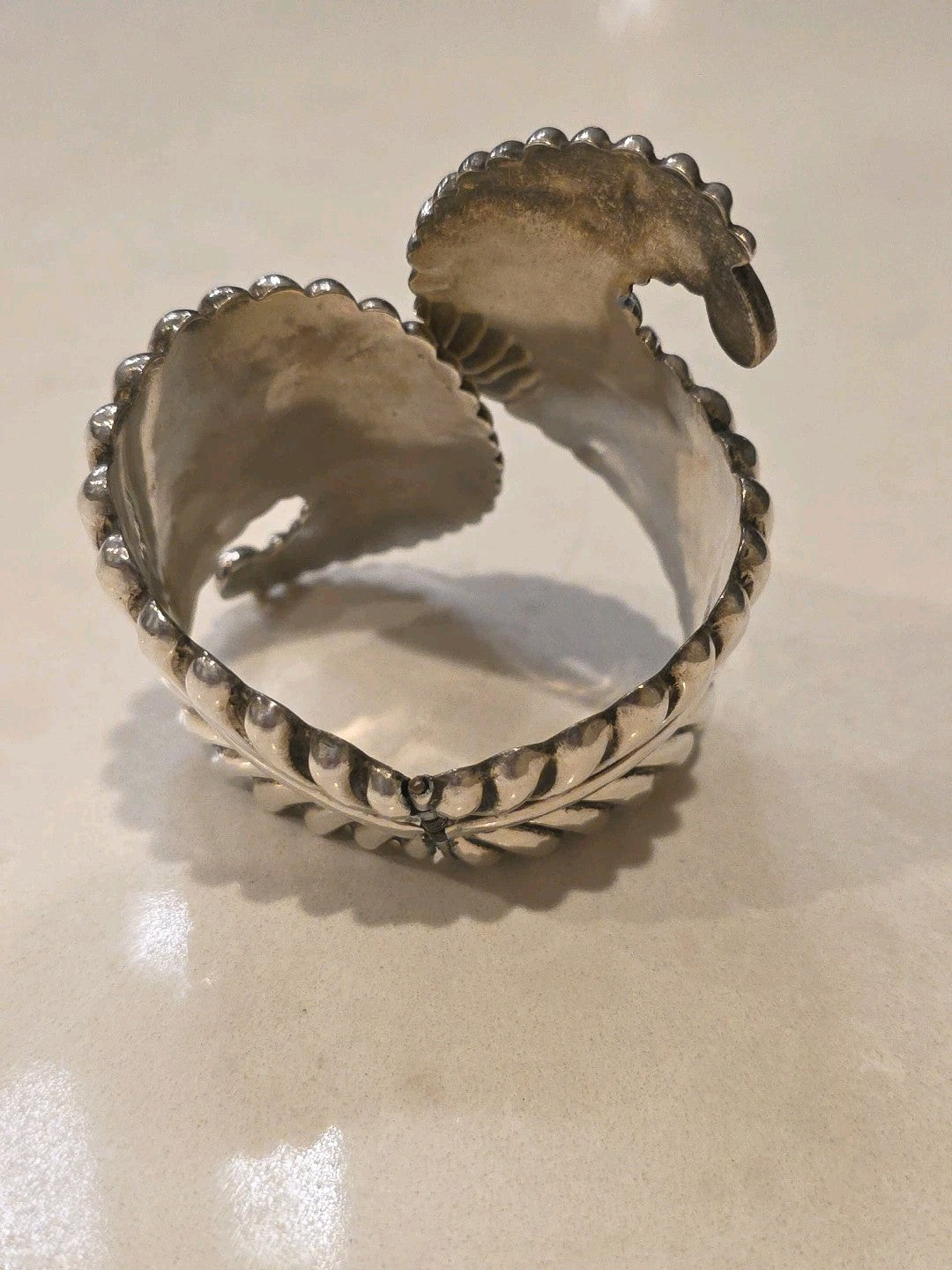 E. D. P.  Los Castillo Sterling Silver Cuff Bracelet 1960 SUPERB ClampMechanism