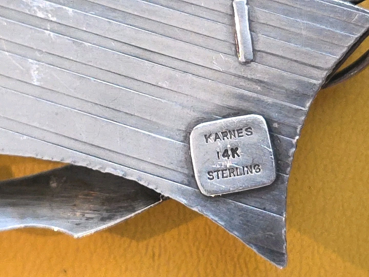 Patricia Karnes Sterling Silver Vintage Brutalist Pendant 4 1/4 in