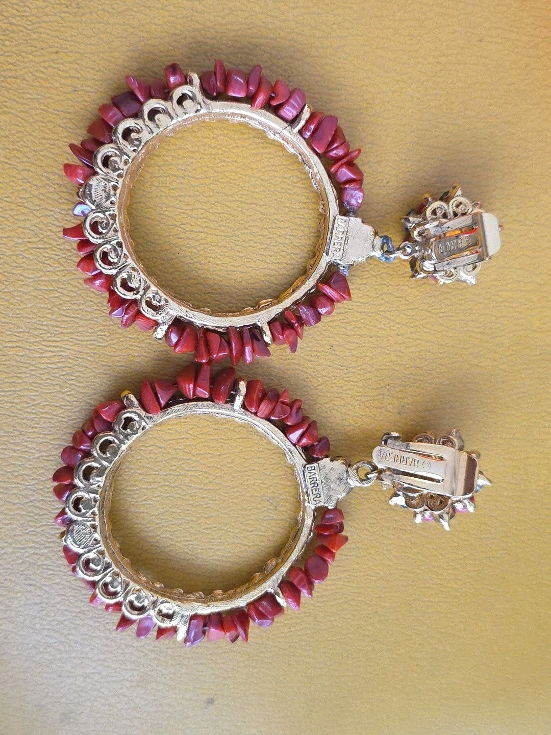 JOSE & MARIA BARRERA GOLDTONE Red Coral STONE STATEMENT EARRINGS