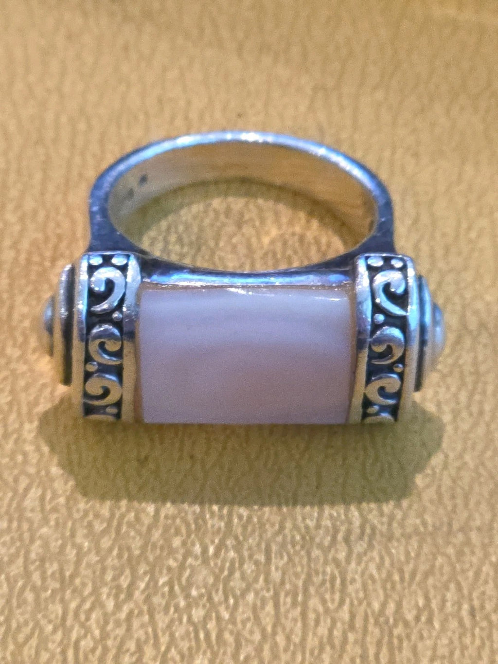 Rectangular Mother Of Pearl MOP Sterling 925 Ring Sz 9