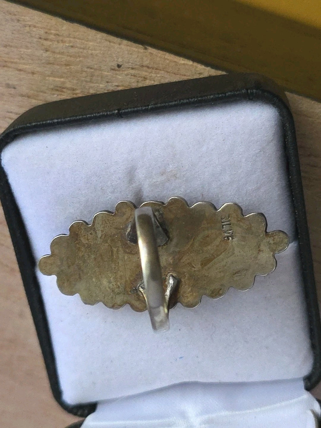 Vintage Sterling Silver Mexico Green Jade Ring Taxco Style Mid Century