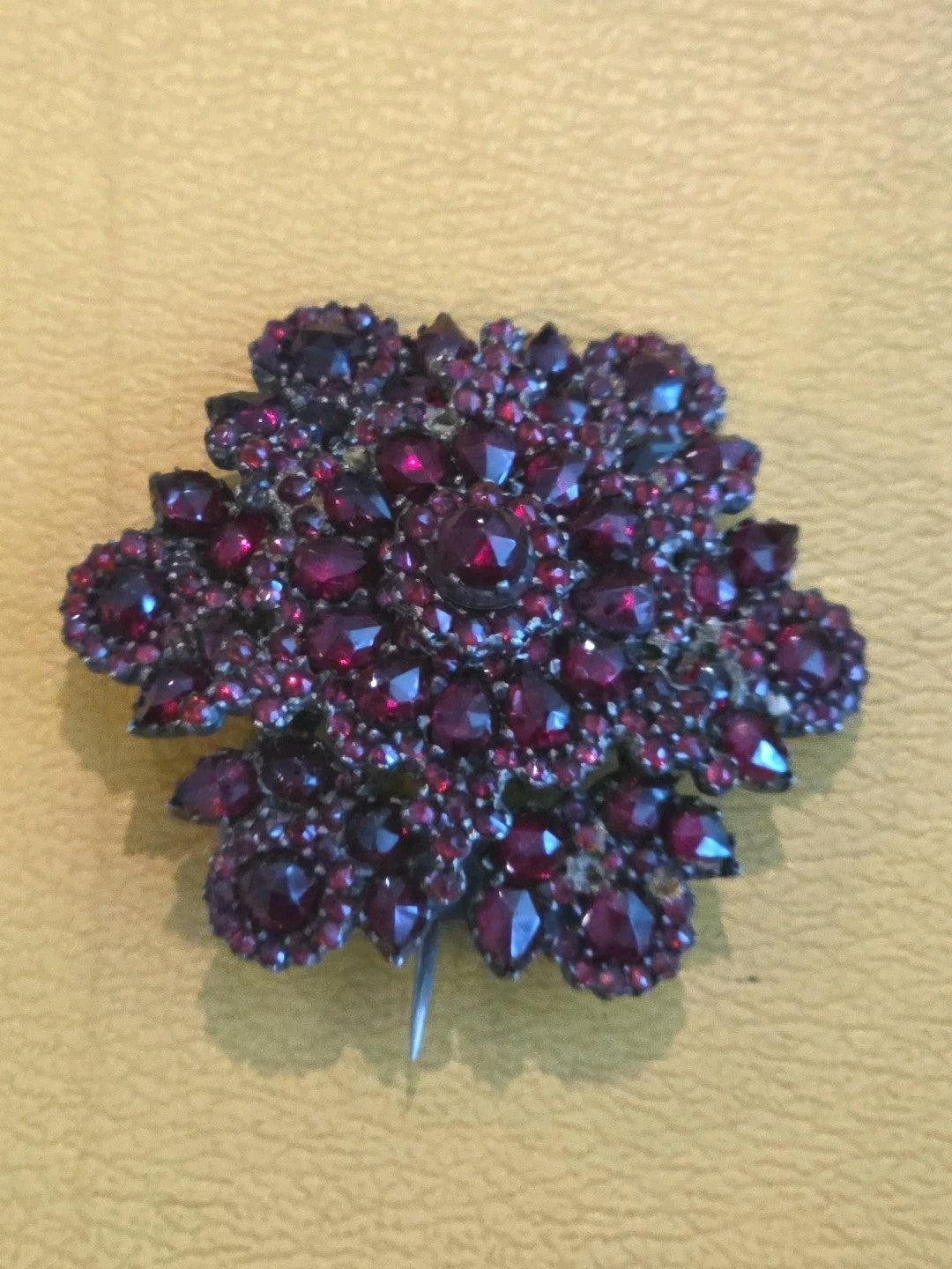Antique Victorian Star Shape Bohemian Garnet Brooch