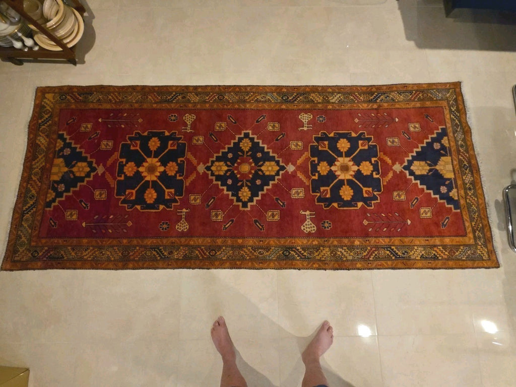 Antique N.W. Azerbaijan Runner Caucas - 4' 3" x 10'3" Bird Motif