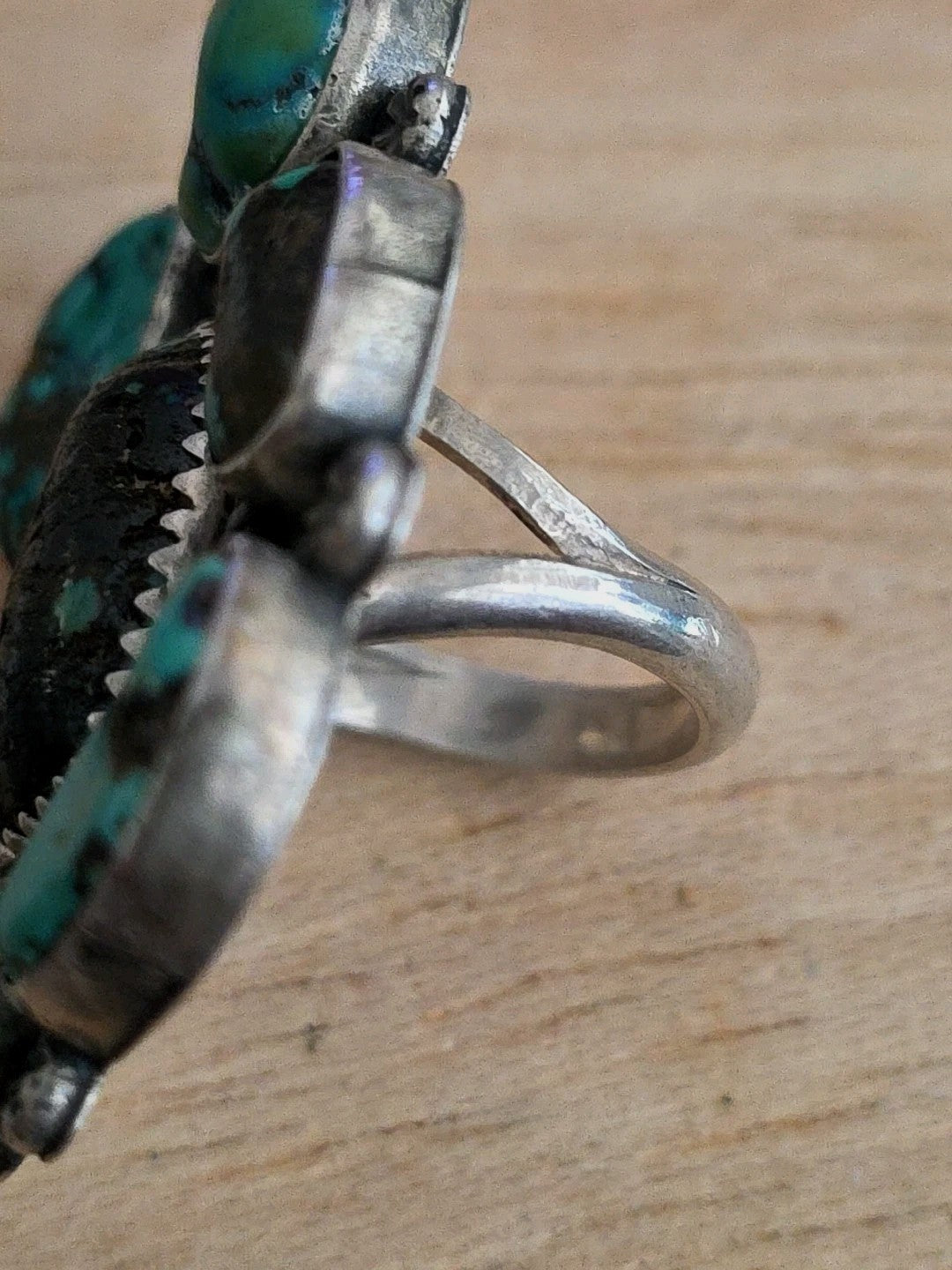 Huge Navajo Ring 925 Silver Natural Turquoise 7 Stone