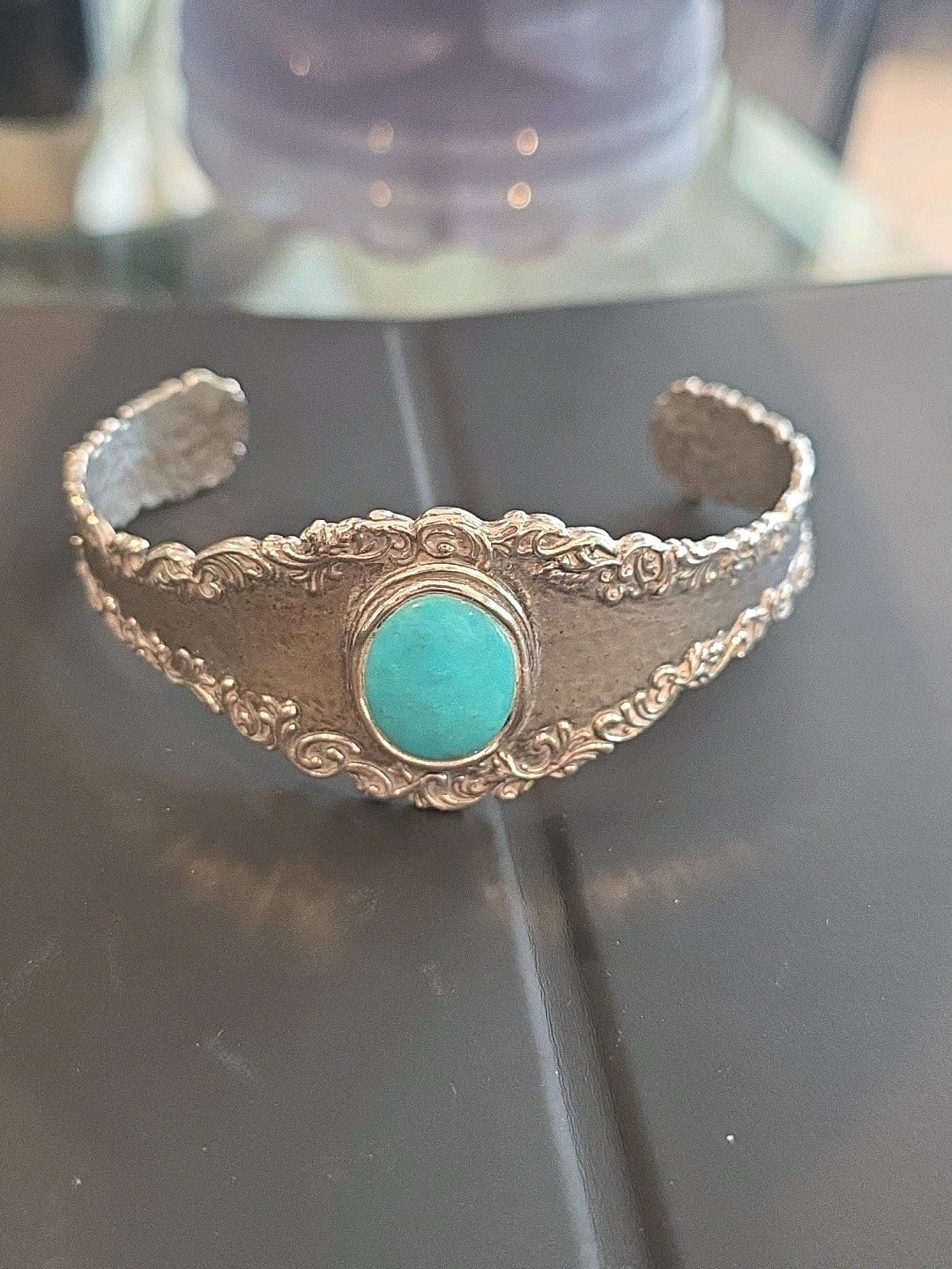 Or Paz Sterling Silver  925 Turquoise Cuff Bracelet Size 7” Wrist