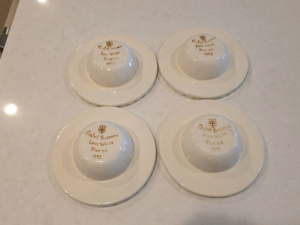 Vtg 4 Chalet Suzanne Restaurant Lake Wales Florida Art Pottery Soup Bowl 1992