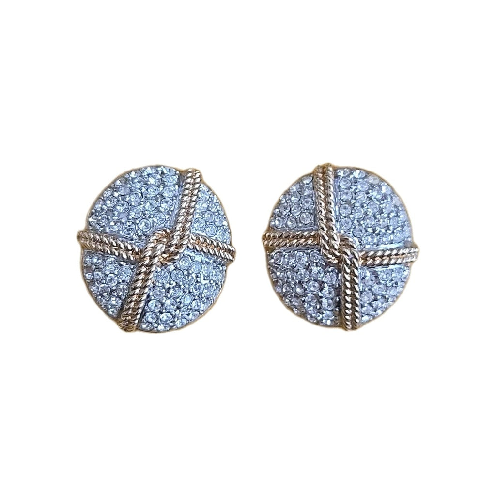 Swarovski  Gold Tone Studded Crystal Clip On Earrings