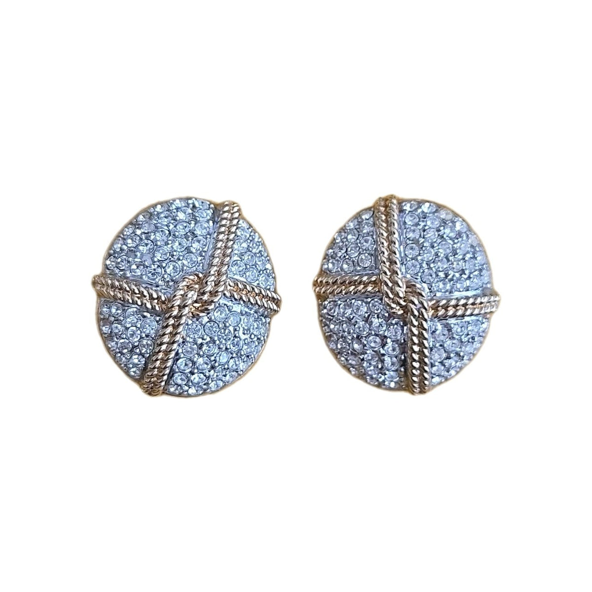 Swarovski  Gold Tone Studded Crystal Clip On Earrings
