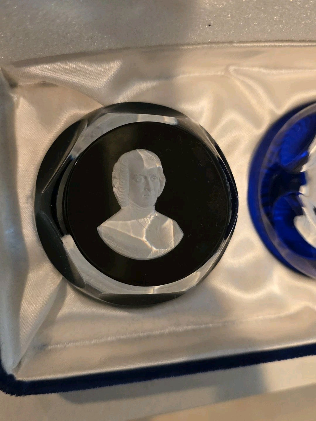 FRANKLIN MINT / BACCARAT "ROUSSEAU & THOS. JEFFERSON " SULPHIDE PAPERWEIGHTS