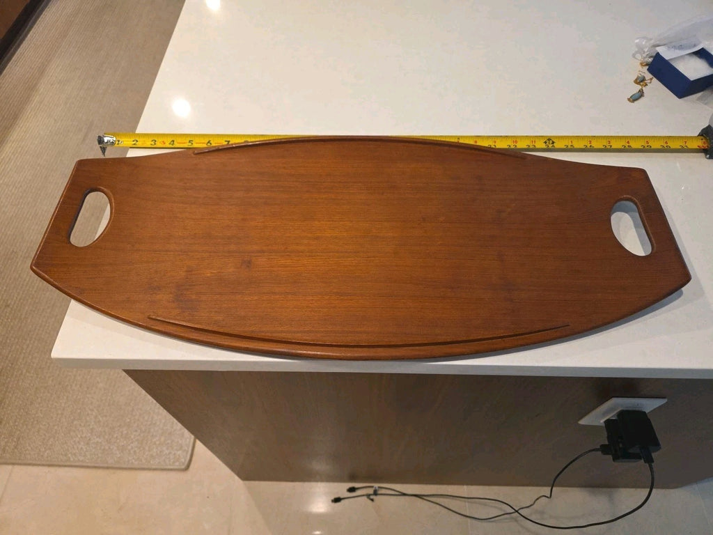 Vintage Large 27 " Dansk MCM Modern Teak Serving Tray Gondola Surfboard 803